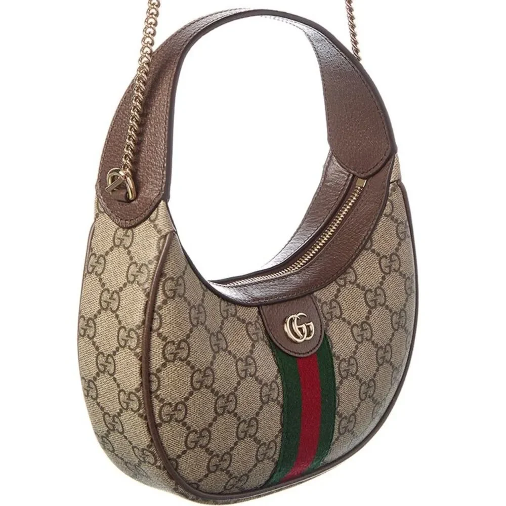 Gucci Beige/Brown GG Canvas Hobo with Green and Red Web Stripe